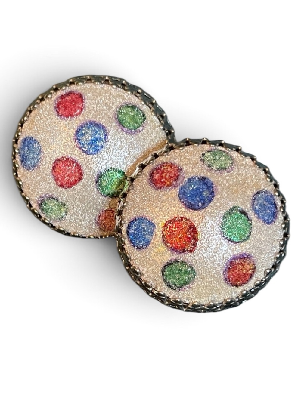 Vintage Hobe Sugared Confetti Colorful Polka Dot Clip On Earrings